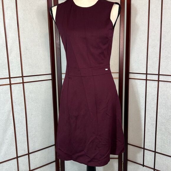 Armani Exchange Merlot SEAMED FIT-AND-FLARE mini dress small - Picture 1 of 8